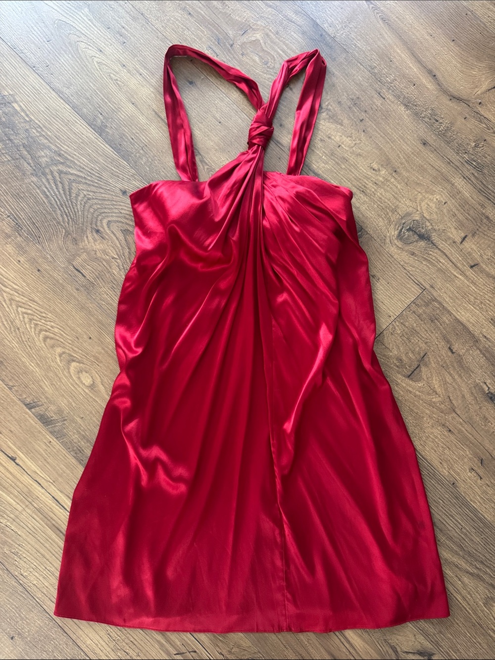 Banana Republic Red One-Shoulder Knot-Detail Satin Dress